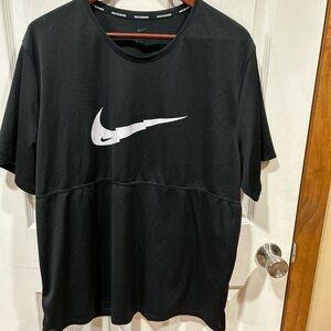 Nike Men's Black Short Sleeve Tee with White Swoosh